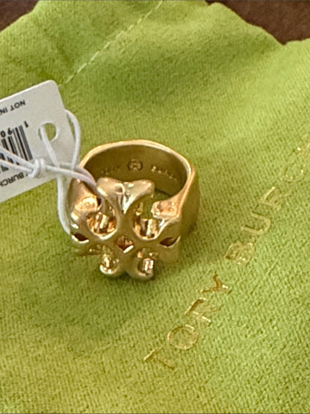 Tory Burch Gold Cutout Logo Ring - Picture 5 of 5